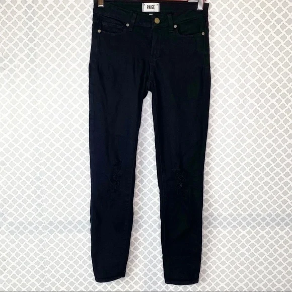 EUC Paige Dice Black Destructed Verdugo Ankle Jean - Picture 2 of 12